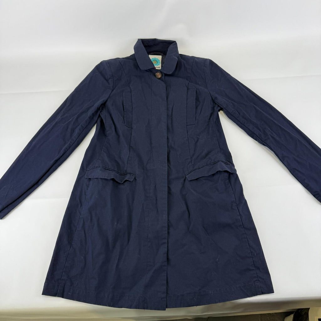 White Stuff Womens Casual Jacket size UK 8 Navy Blue Cotton Short Trench Coat