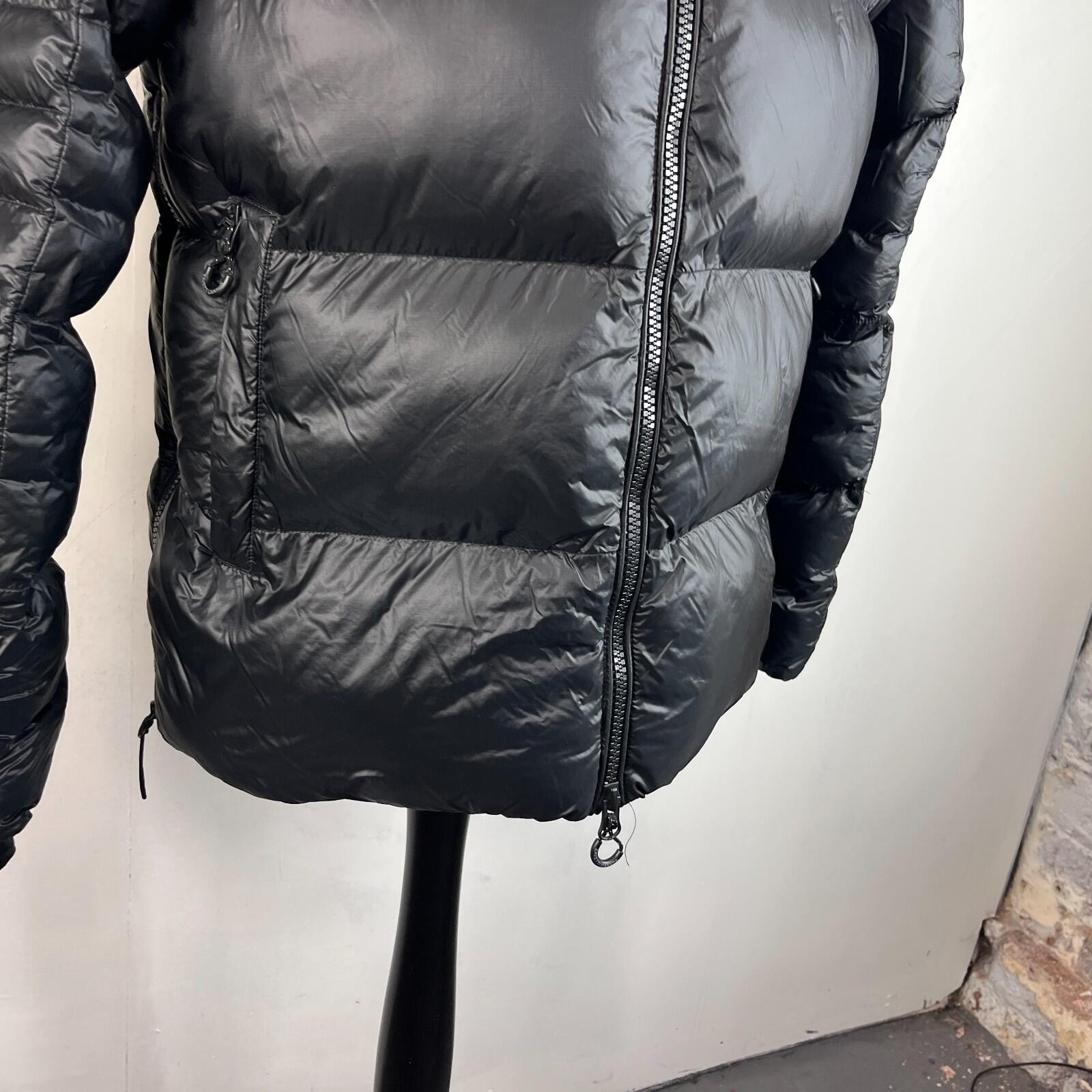 Mens Zavetti Canada Black Super Puffer Parka Jacket with Hood size Large