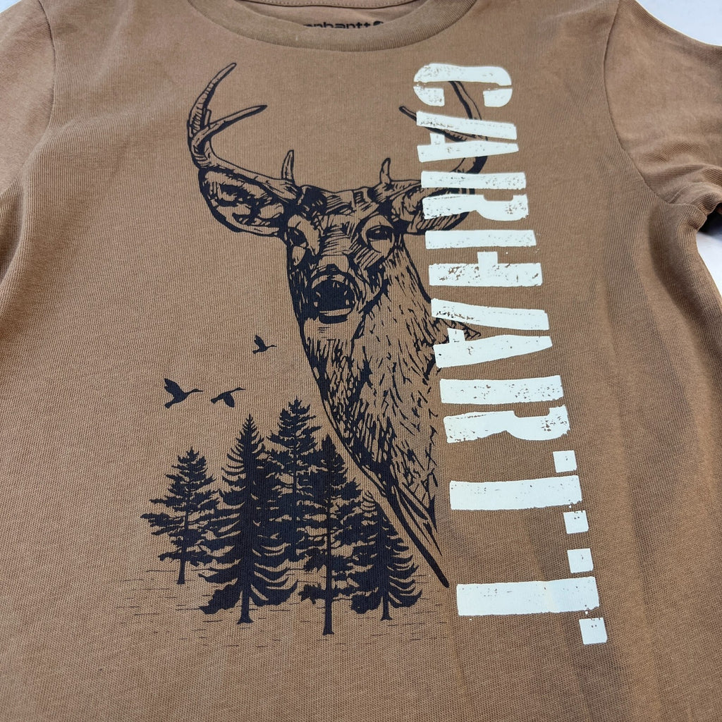 Carhartt Kids Khaki Brown Graphic Print Long Sleeve T-Shirt size 4 years - New