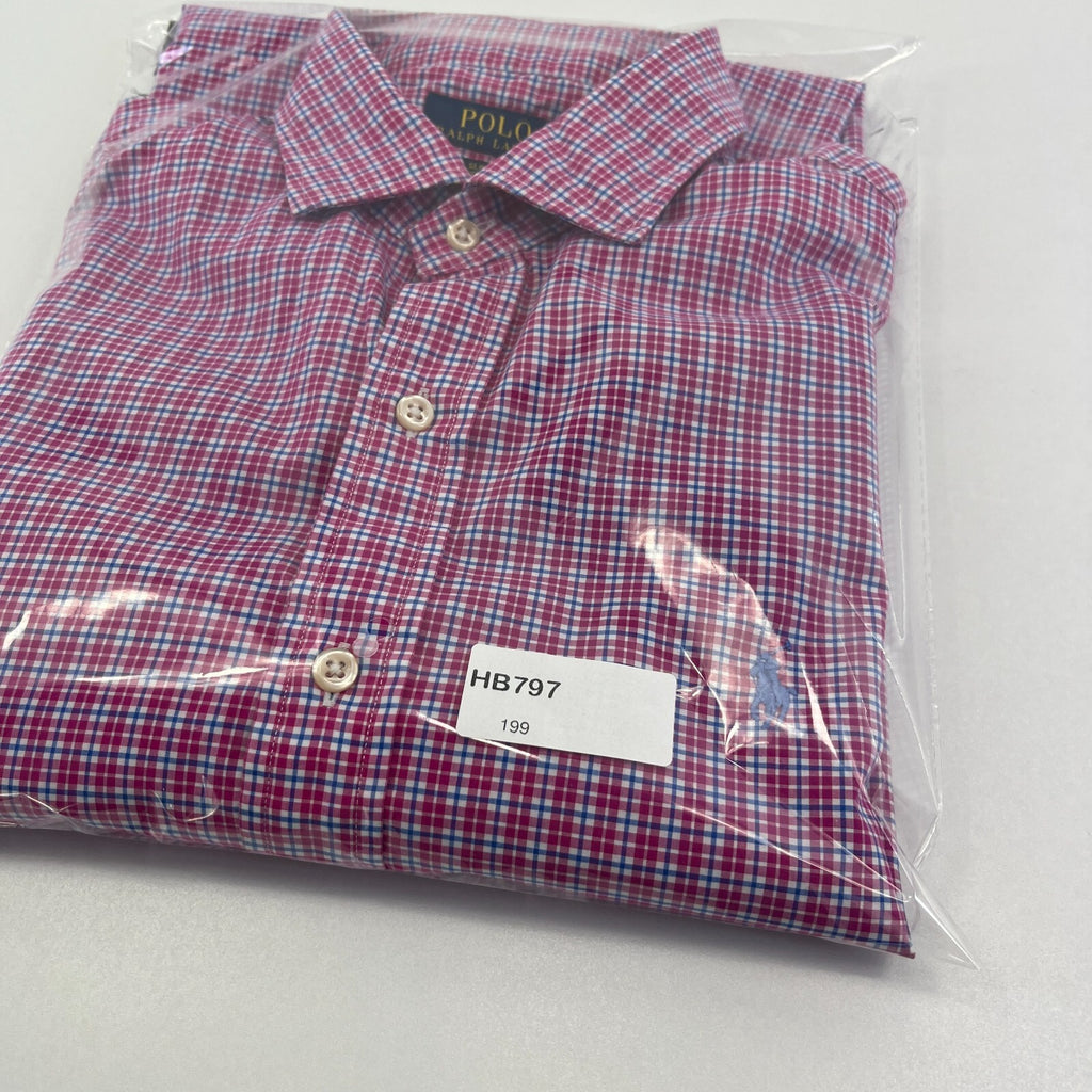 Polo Ralph Lauren Shirt Mens size M Red Check Cotton Button Up RL Pony