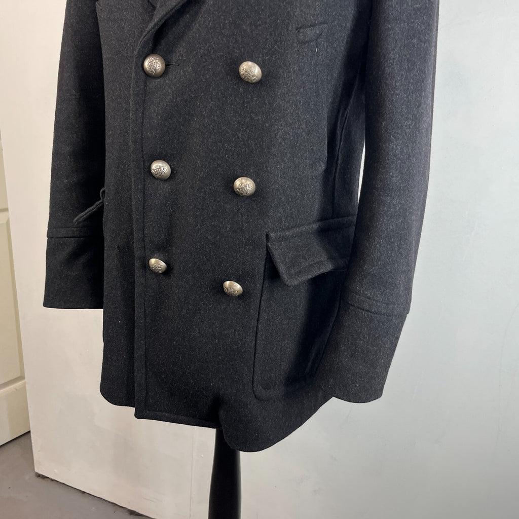 Hackett London Men's Double Breasted Peacoat Charcoal Grey size M