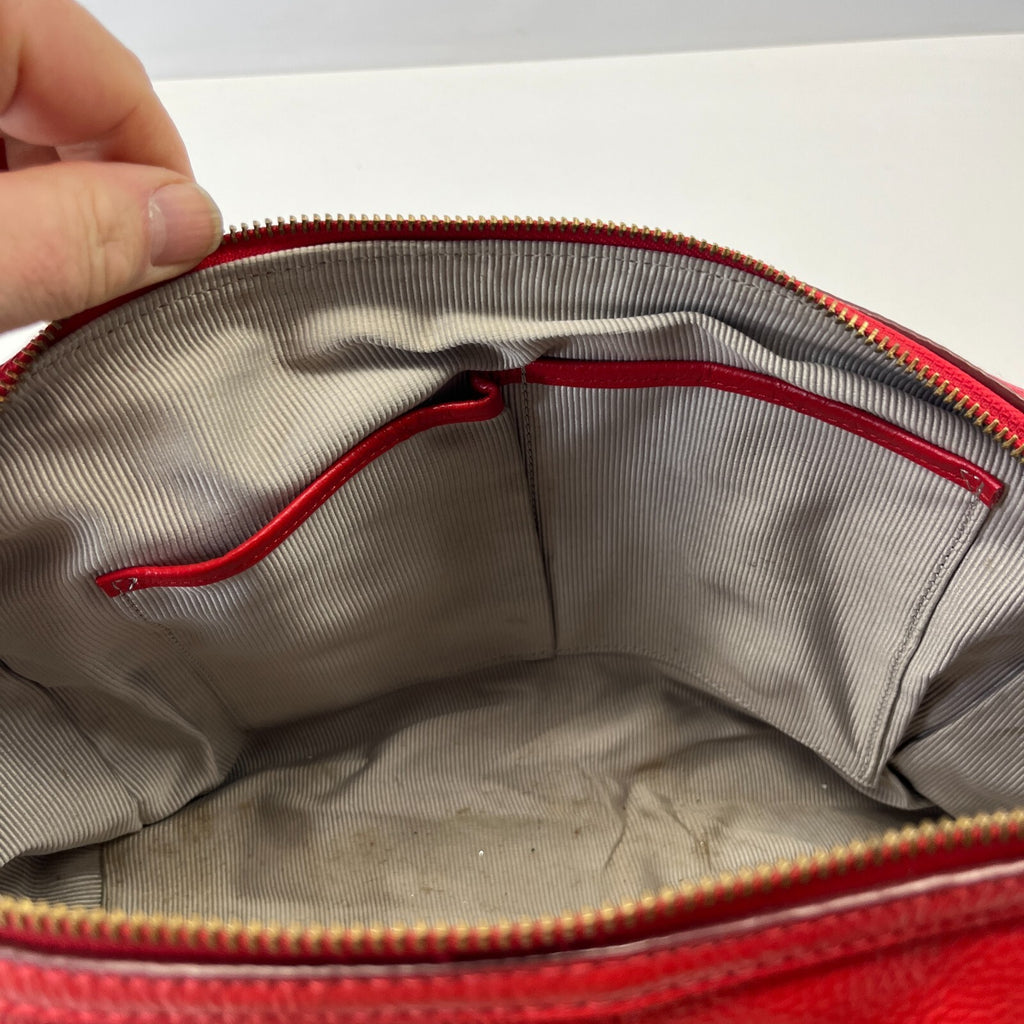 Genuine Vintage Radley Medium size Shoulder Bag Handbag Red Leather