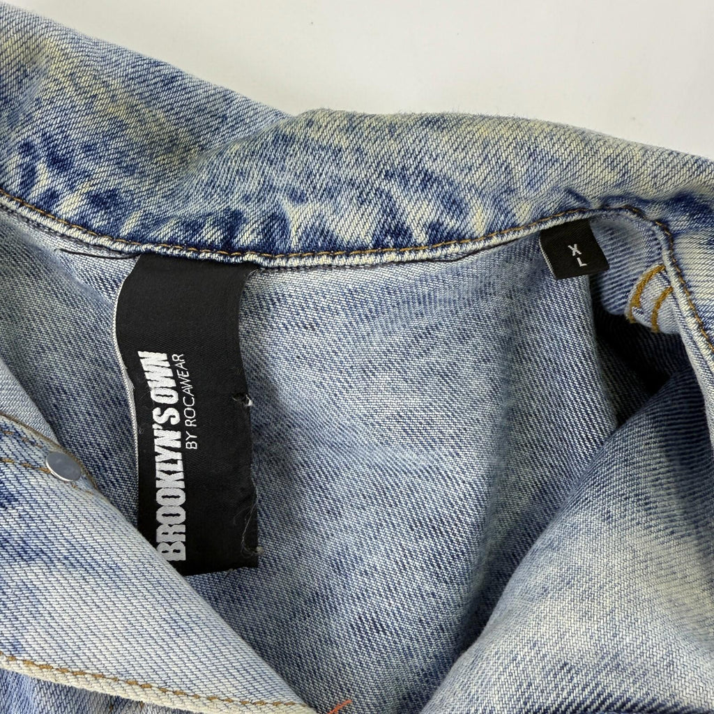 Vintage Rocawear Denim Jacket Bleach Wash Men's XL Hip Hop Y2K
