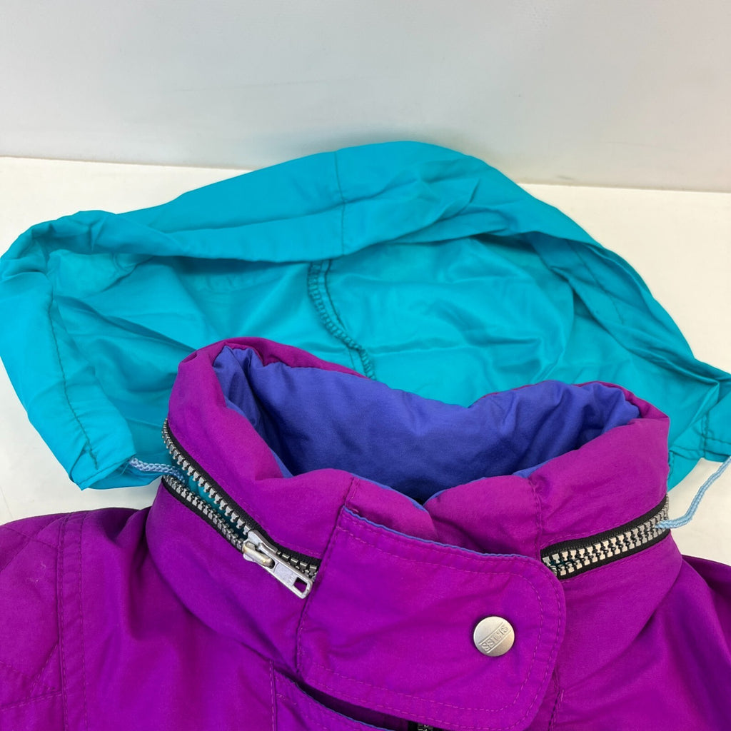 Skiss Women's Vintage Ski Jacket Made in France EU size 40 Pink & Blue - P2P 22"