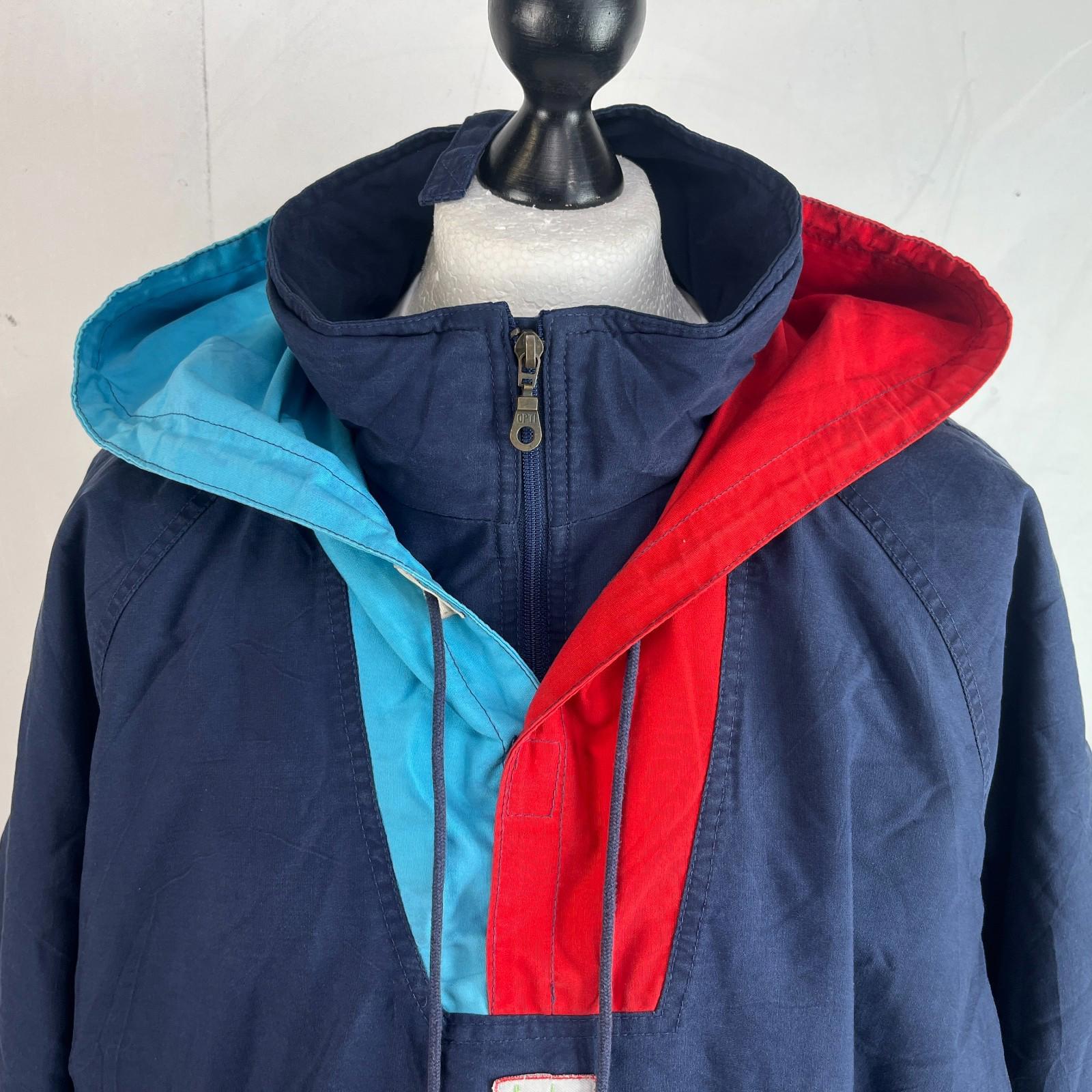 Vintage Rare Diadora 80’s Quarter Zip Pullover Jacket Top Retro Blue/Red size XL