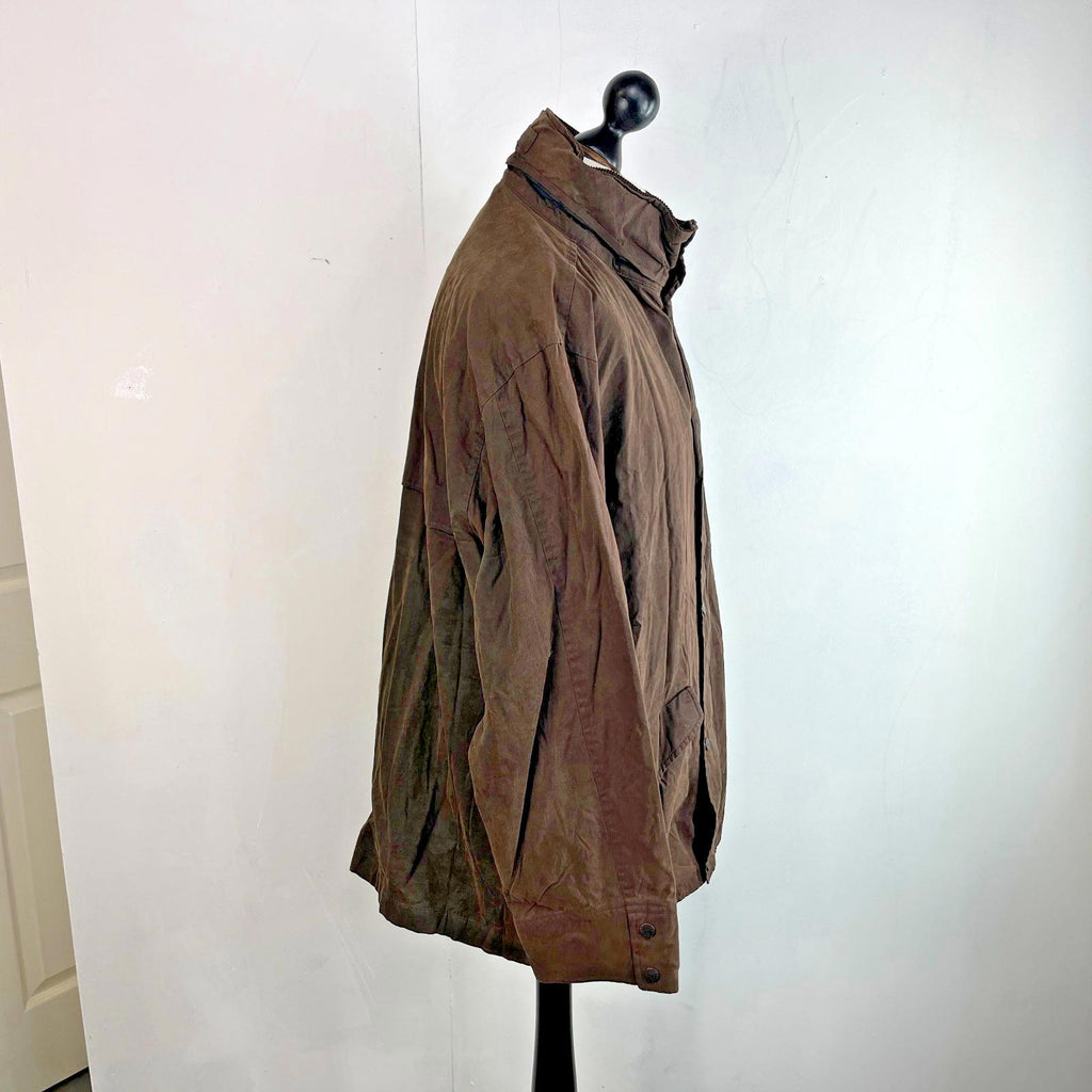 Gant Waxed Cotton Blend Field Jacket Wax Cord Collar Dark Brown Mens Large