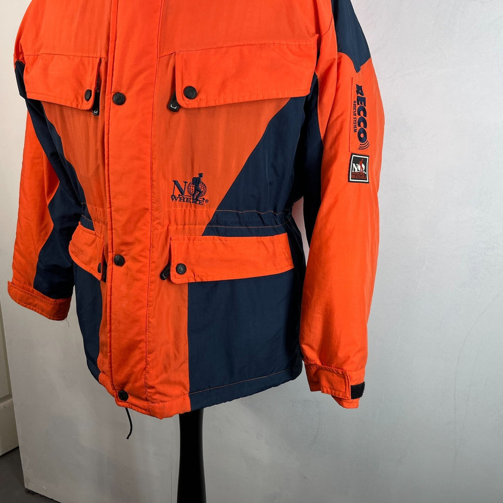 Vintage No Where Recco Ski Coat Jacket Orange/Blue Women's US 15/16 UK 18/20