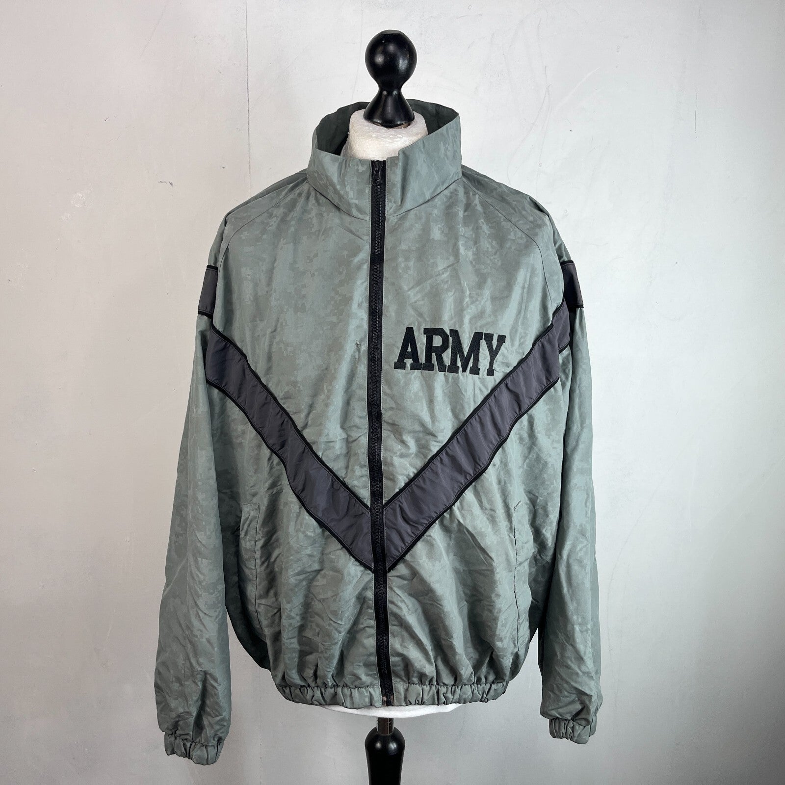 US Army Bomber Jacket Grey Digital Print Windbreaker US size Large