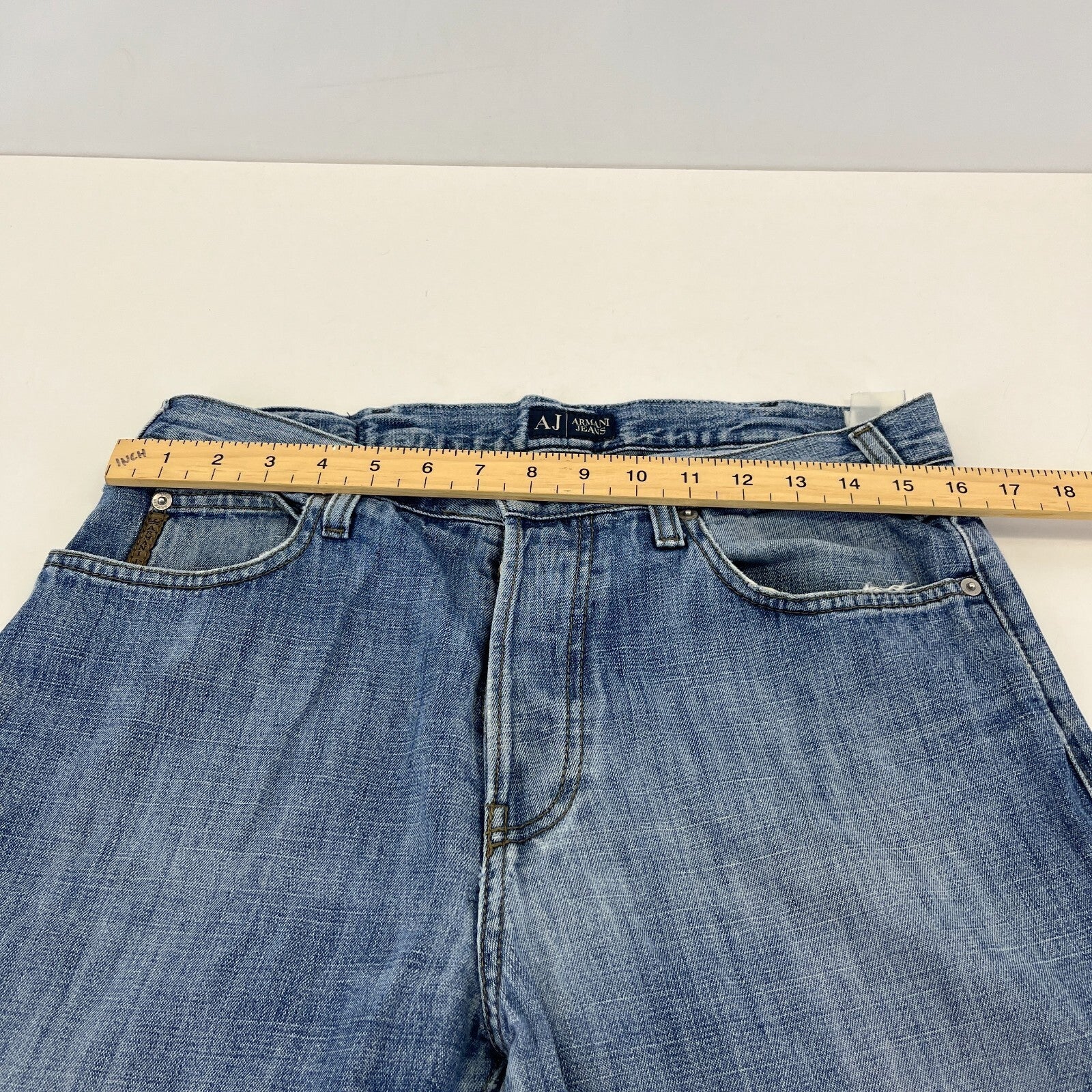 Emporio Armani Men’s Jeans Mid Blue Denim W33" L33" Straight Leg