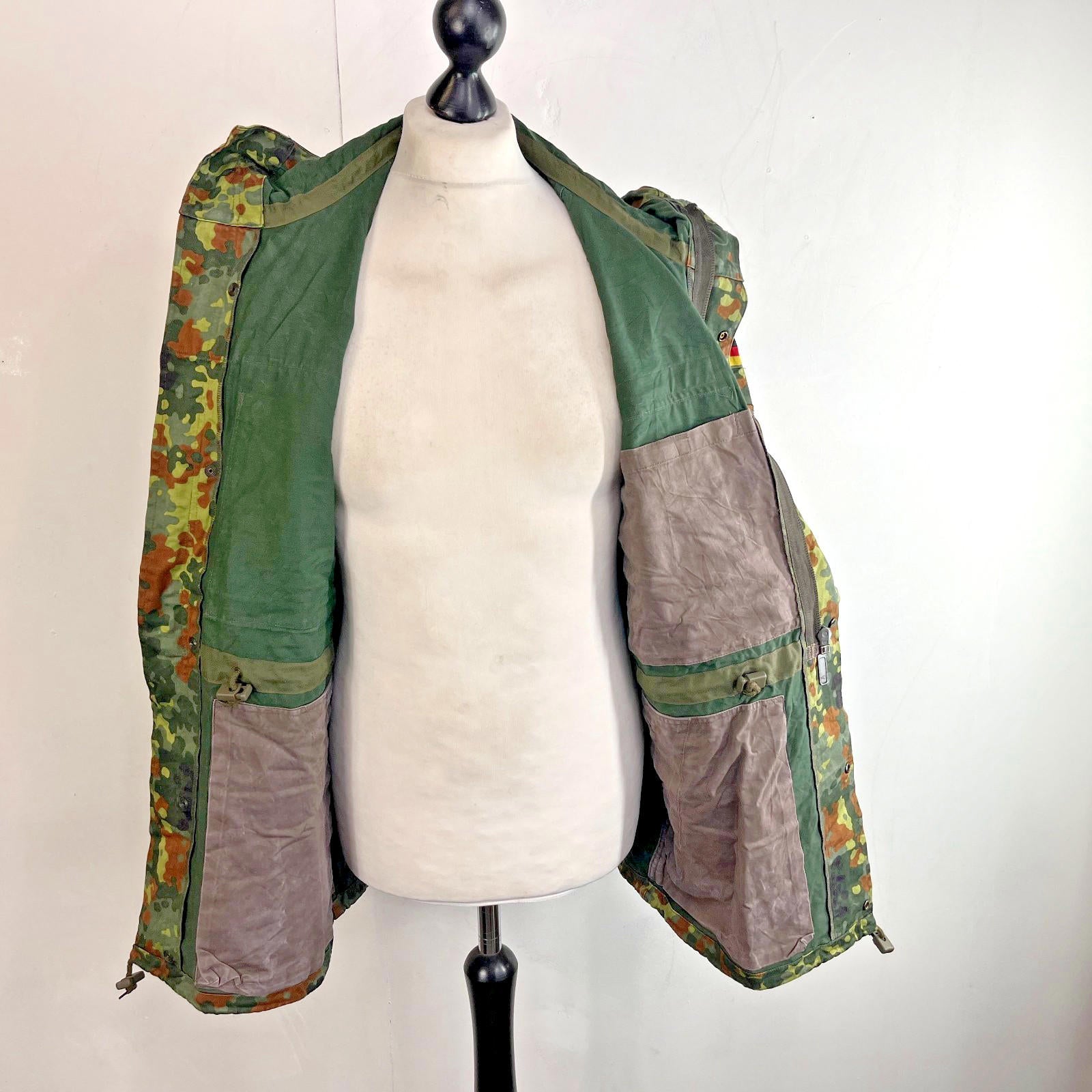 Vtg 1996 German Army Flecktarn Camouflage Parka Jacket Combat Green Gr.2