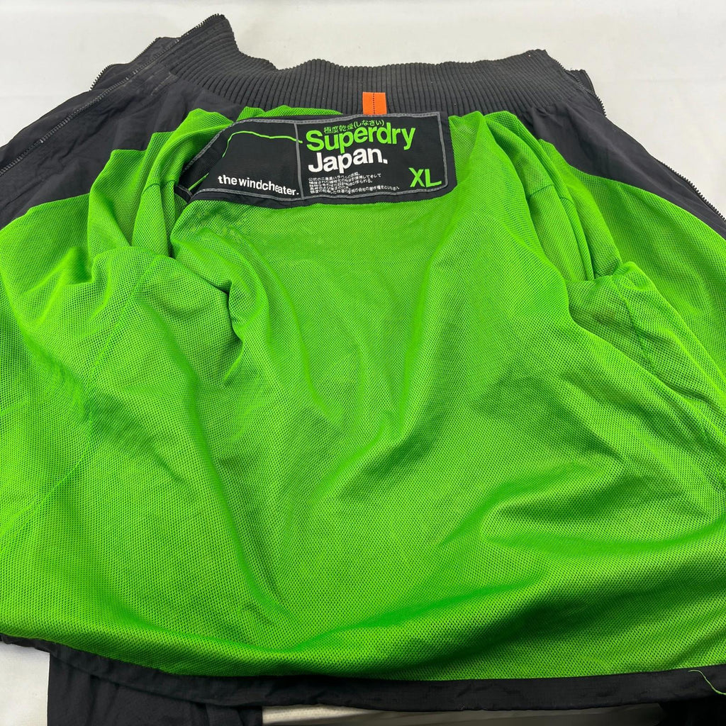 SuperDry Original Windcheater Jacket in Black/Green size XL Hooded