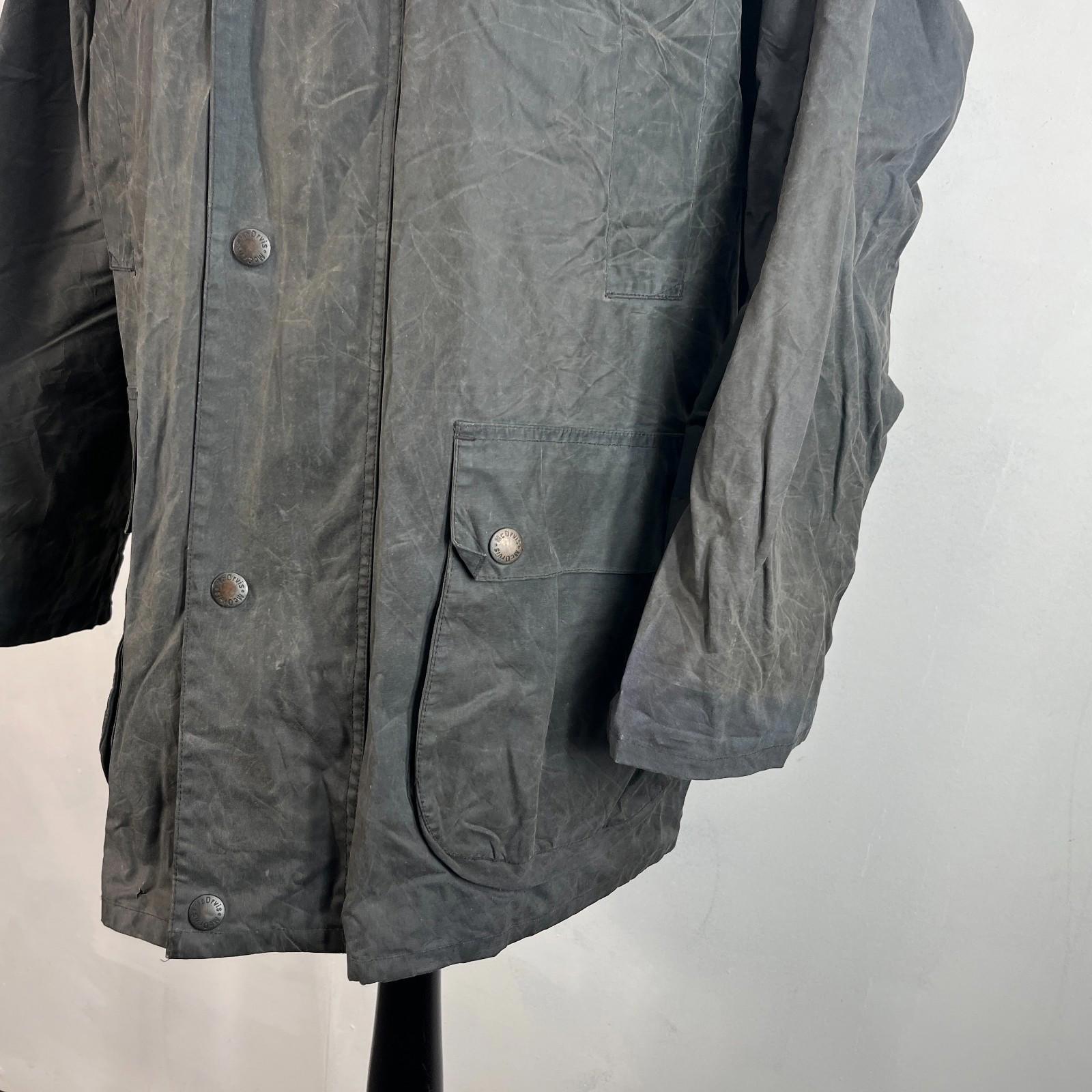 Mc Orvis Wax Jacket Mens size XL Black Waxed Riding Outdoor Coat England