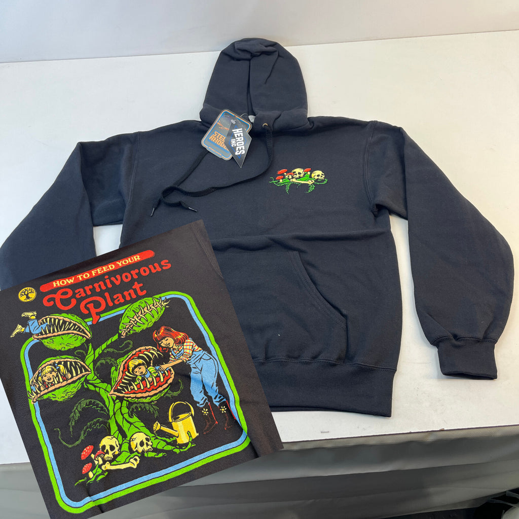 Steven Rhodes Carnivorous Plant Graphic Print Unisex Hoodie Black size Small