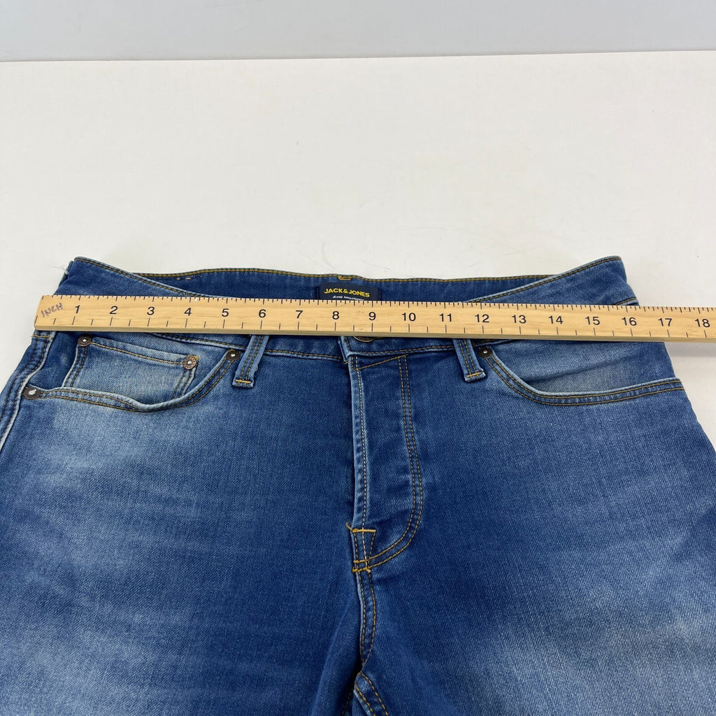 Jack & Jones Men’s Blue Slim Fit Denim Shorts Turn-Up Leg size M - W32"
