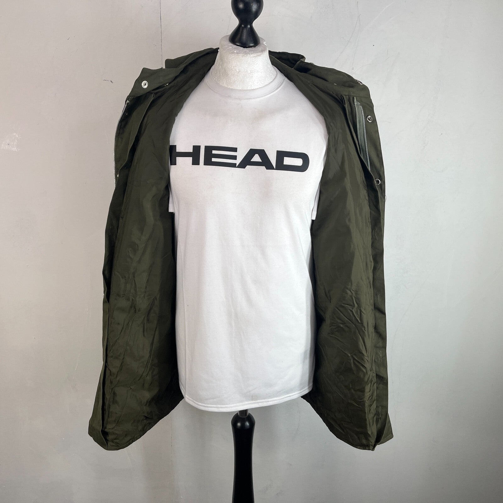 Vtg 80s Women's Bundeswehr German Army Parka Jacket Olive Green & Liner size L