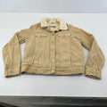 Topshop Moto Sherpa Lined Corduroy Jacket UK Women's Tan Brown Beige size 10