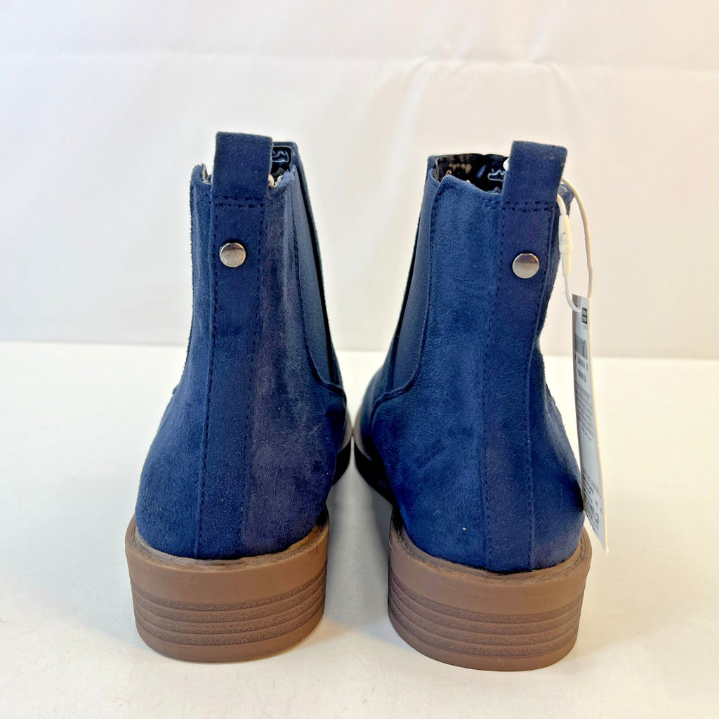 M&S Ladies Vegan Faux Suede Almond Toe Ankle Chelsea Boots Blue UK 6 EU 39.5