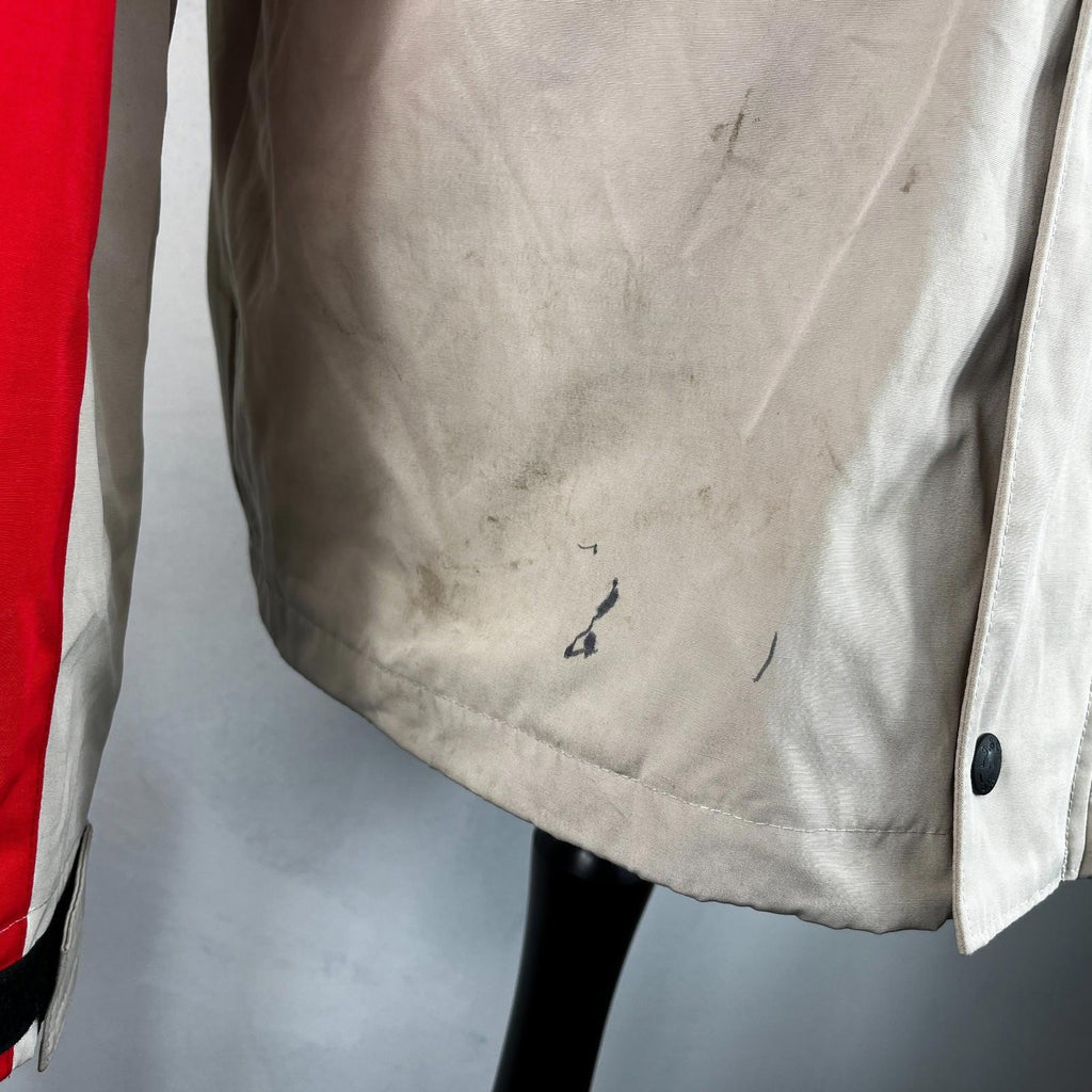 Levi's Waterproof Windbreaker Jacket Coat Mens size M Oversized Beige/Red Hooded