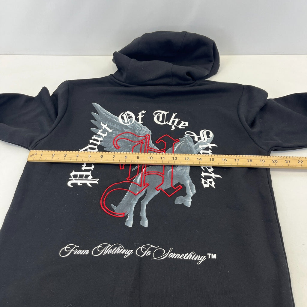 Hoodrich Men’s Black Embroidered Logo Pullover Hooded Hoodie size S - NWOT