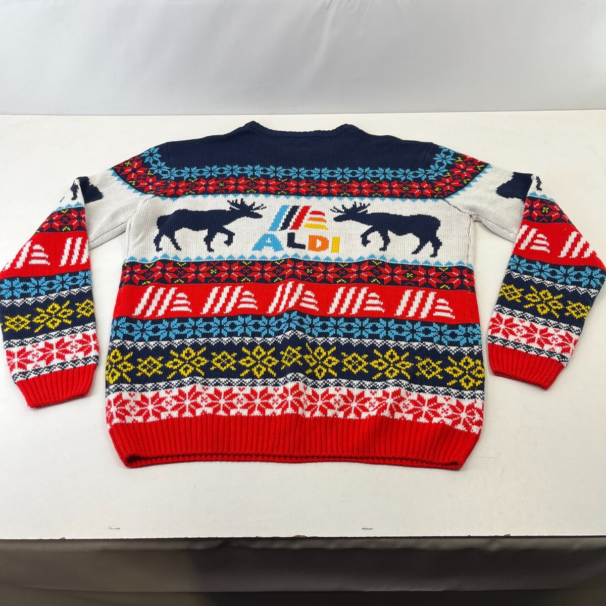 Vintage Aldi Christmas Jumper size XL Unisex - Blue/Red