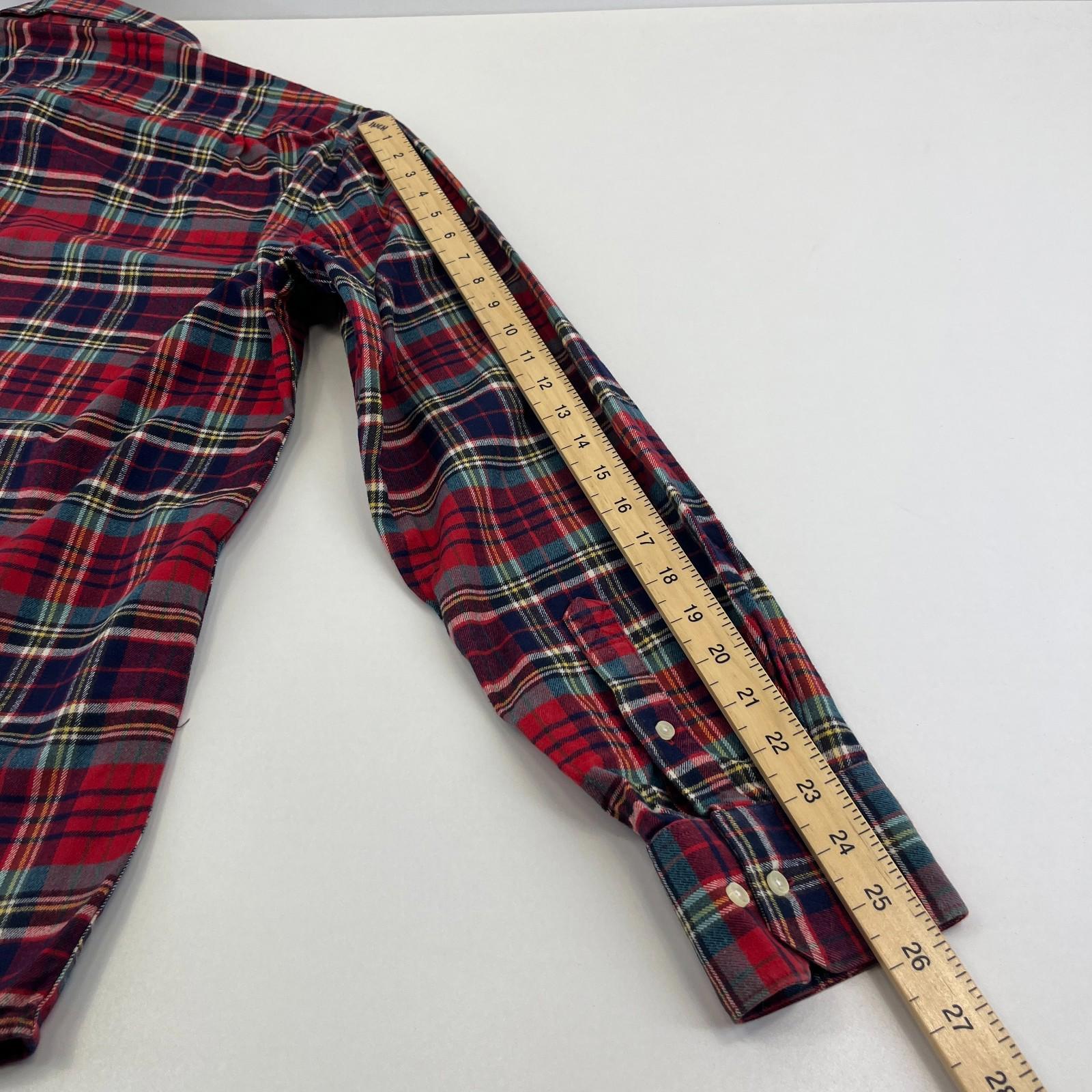 Barbour Men's Red Check Flannel Shirt Button Up Long Sleeve - UK size XL