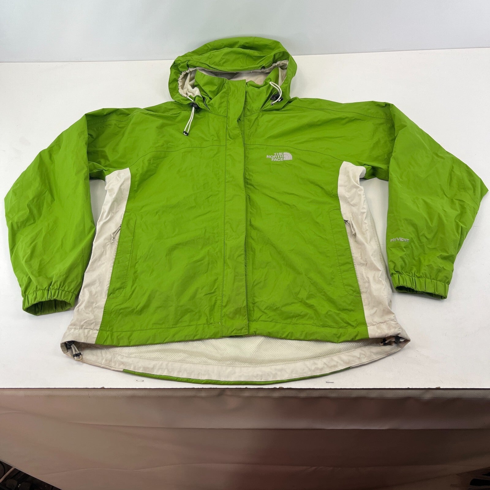 North Face Jacket Women's Medium Green Hyvent Windbreaker Hood Rain Coat Lady