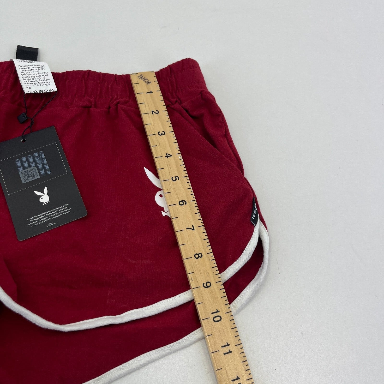BNWT Playboy Deep Red Hot Pants Shorts size Medium - Misguided