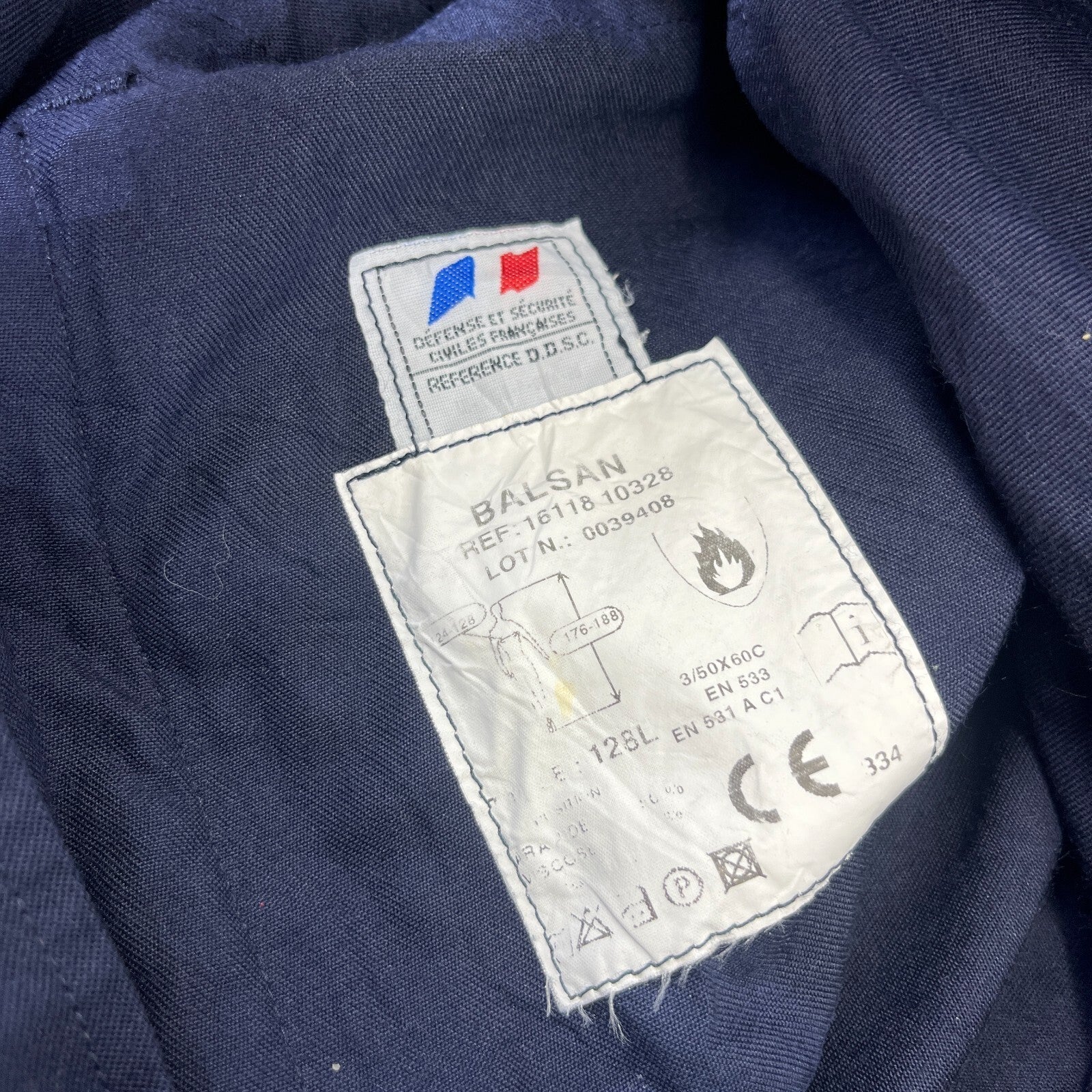 Balsan French Military Chore Jacket size 128L (UK XL) Navy Blue Workwear Canvas