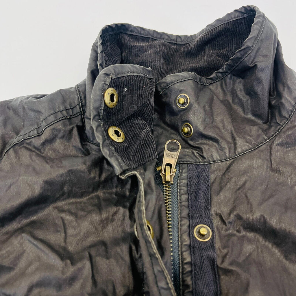 H&M Women's Wax Jacket in Black with Cord Collar size 6