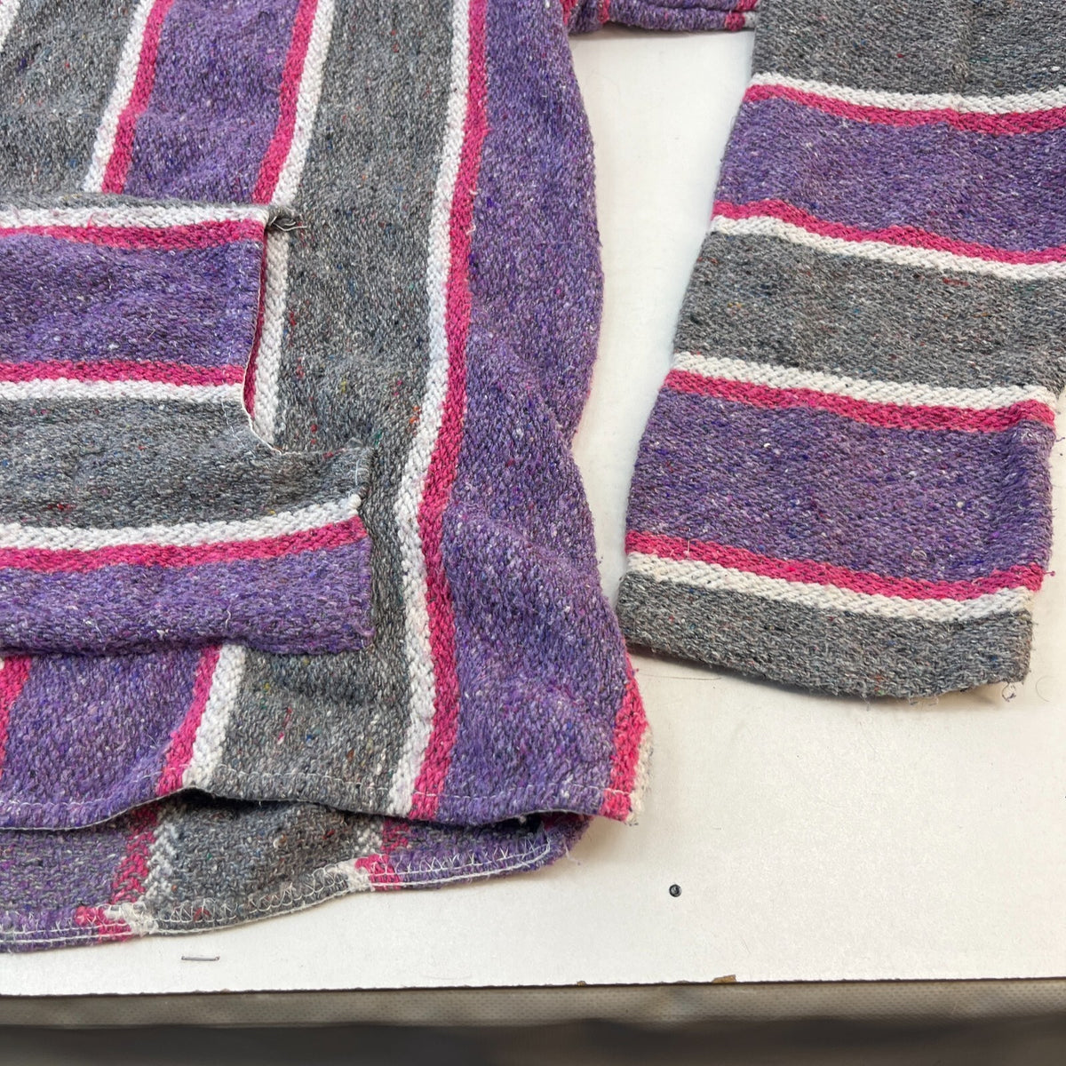 Genuine Mexican Baja Hoodie Pullover Hippie Festival Purple/Grey size XL