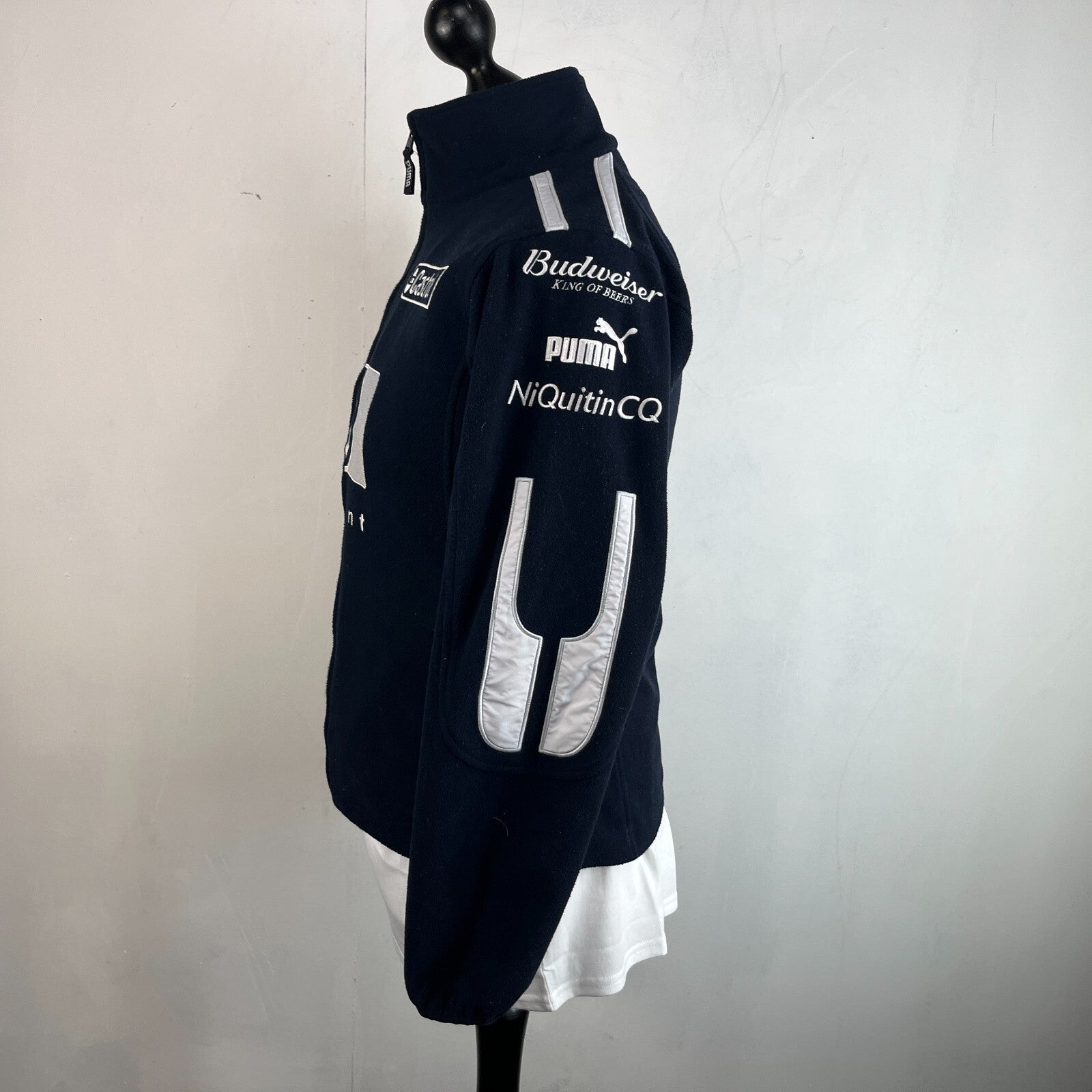 BMW Williams F1 Racing Team Embroidered Fleece Jacket in Black Womens UK size 10